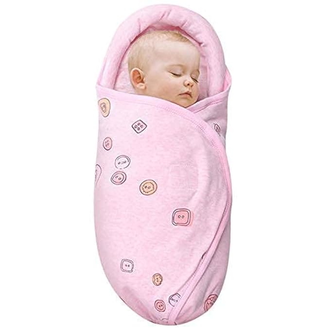 Organic Cotton Baby Swaddle Blankets Soft, Unisex Baby Blanket Wrap for Newborn Baby Boys Girls, Skin Friendly Wearable Swaddling Sleep Sack Calms Startle Reflex (Button, Peachpink, 0-3 Months)