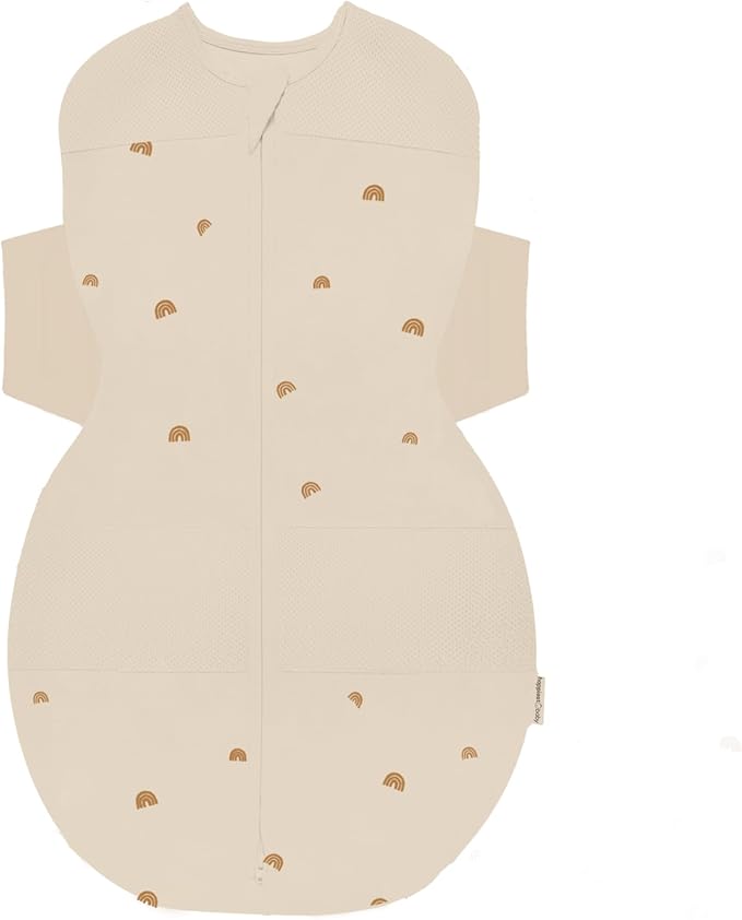 Happiest Baby SNOO Sleep Sack - 100% Organic Cotton Baby Swaddle Blanket - Doctor Designed Promotes Healthy Hip Development (Tan Rainbows, X-Large)