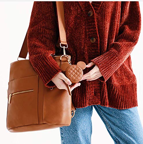 Mini Diaper Bag Backpack Leather Diaper Bag with Pacifier Holder Case Bundle