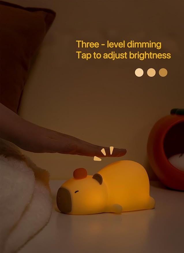 Capybara Night Light, LED Squishy Novelty Animal Night Lamp, Lying Capybara Baby Light, Timer,Rechargeable, Dimmable, 7 Colors RGB Brightness Adjustable, Baby Boys Girls Gifts,Room Decor