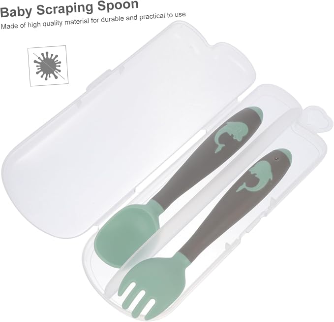 TOYANDONA 1Set Utensils Set Food Grade Spoon Fork for Self Feeding Bendable Design for Little Hands Portable Storage Box Included Eating Essentials