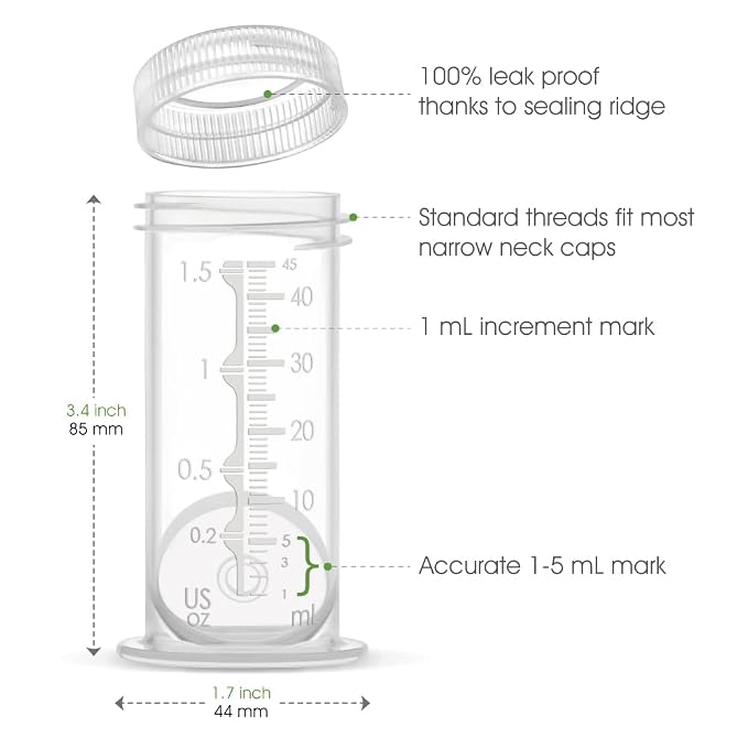 Maymom Colostrum & Storage Bottles Leak Proof Lids, Breastmilk Freezer or Refrigerator Storage, Made Without BPA; 12pc/pk
