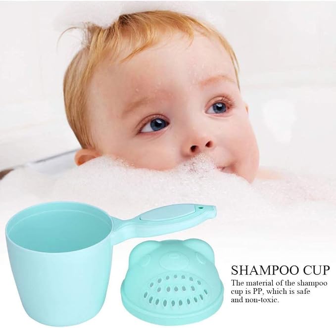 Gcroet Children's Shampoo Cup,Baby Shower Spoons,Shower Washing Head Bath Spoons,Watering Bailer Shampoo Cup Toy Watering Can Baby Shower Spoons,Baby Washing Hair Spoons,Baby Bath Caps Cup,Baby