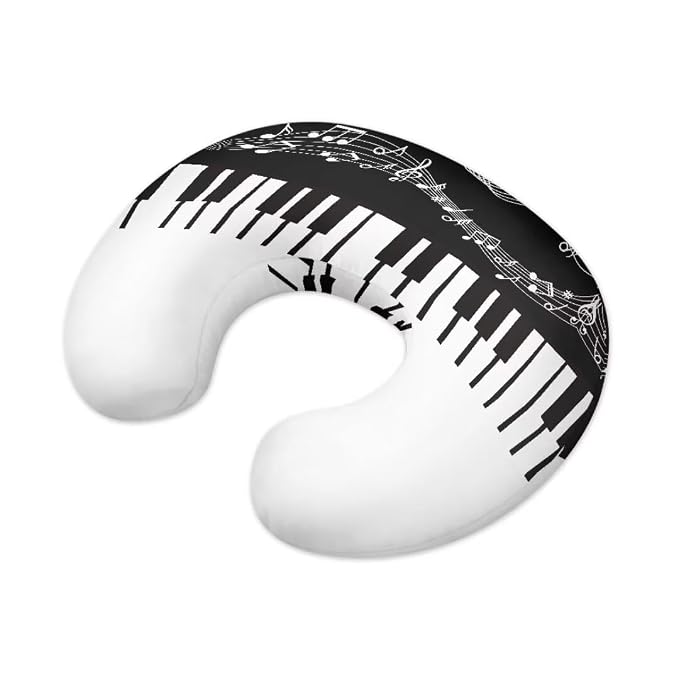 Removable Breathable Breastfeeding Pillow Slipcover for Bottle Feeding Fit Standard Nursing Pillows,Piano Keys Music Symbols