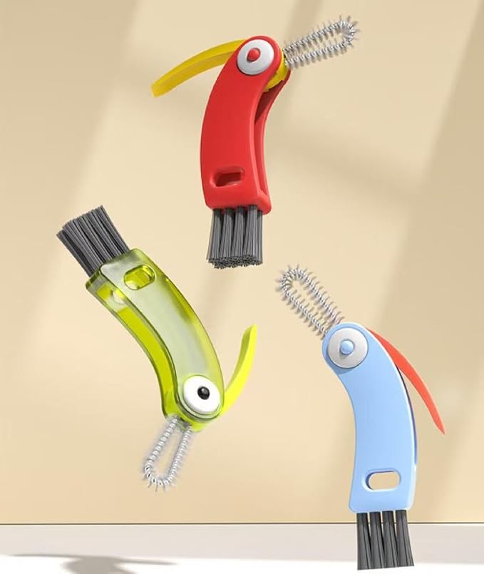 3 in1 Cup Lid Cleaning Brush, Multifunction Bottle Cup Lid Brush, Water Bottle Cleaner Brush for Tight Spaces, Portable Gap Cleaning Brush (Multicolor)
