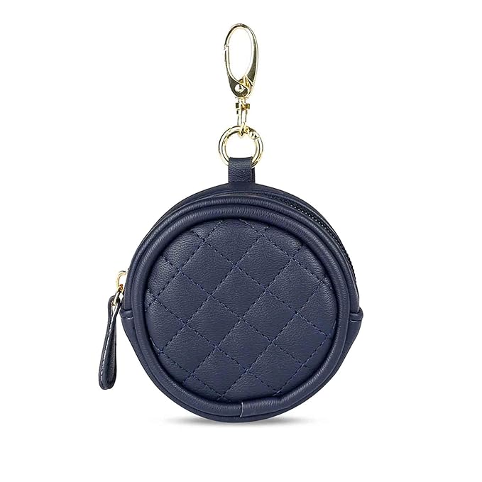 SONARIN Leather Dummy Case with Clasp,Portable Soother Pod Pacifier Case Pacifier Holder Soother Storage Box for Holding 2 Pacifiers or Nipple Shields,Attach to Diaper Bags(Dark Blue)