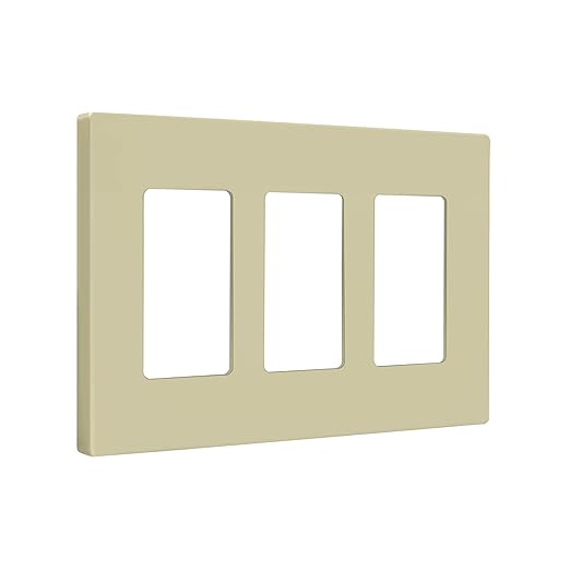 ENERLITES Screwless Decorator Wall Plates Child Safe Outlet Covers, Gloss Finish, Medium Size 3-Gang 4.88" H x 6.77" L, Unbreakable Polycarbonate Thermoplastic, SI8833M-I, Ivory