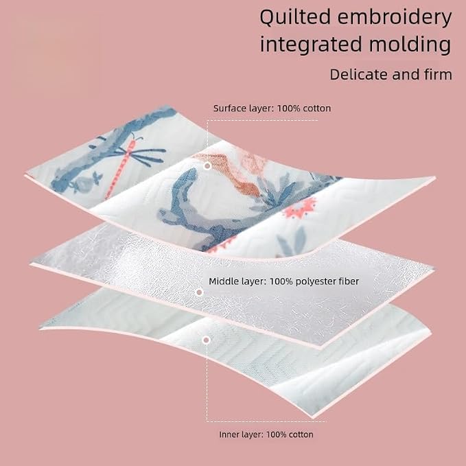 gb Baby Cotton Quilt, 80x80cm Baby Wrap Blanket Quilted Swaddle Multi‑Use Newborn Blanket, Skin-Friendly Comfortable for Babies 0-1 Years, Pink&White