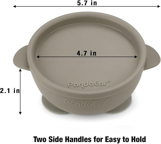 PandaEar 3 Pack Baby Suction Bowls with Lids ??Stay Put Silicone Toddler Bowls for Self-Feeding & Travel, 100% Food Grade BPA-Free, Leakproof Feeding Set (Muted Earth Tones)