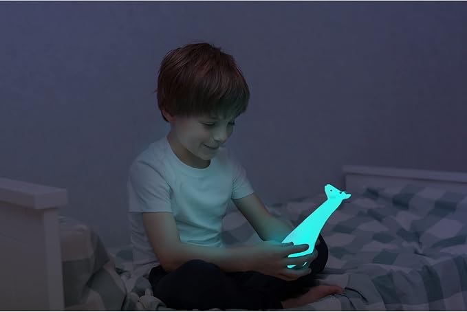 Zazu Kids Nightlight Torch Lamp Giraffe Toy - Grey Flashlight and Bedside Light, Cordless, Multiple LED Color Options, Auto Shut-Off - Gina The Giraffe