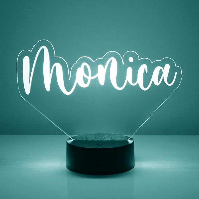 Custom Name LED Sign Night Light Lamp with Remote - Personalized Name or Image Display, Clear Acrylic Light Up Home Decor, 16 Colors & 4 Modes - Made in The USA (Style 29)