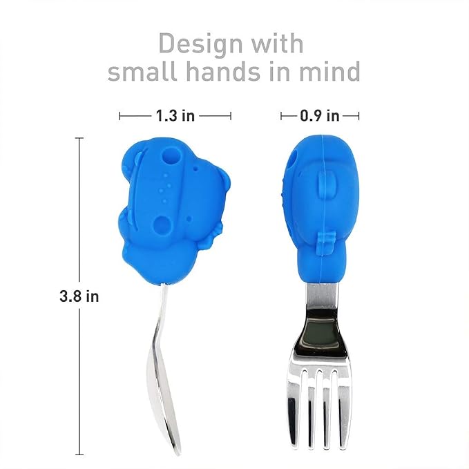 Toddler Utensils Spoon and Fork Set, Palm Grasp for Baby, BPA & Phthalate Free, Training Baby Utensils, 18 Month+