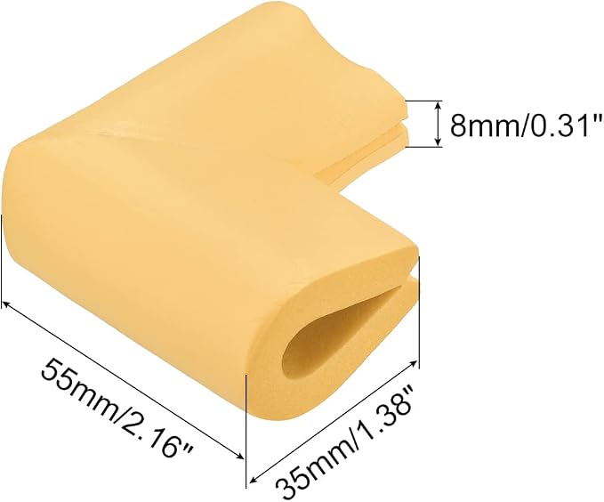 uxcell Corner Guards Edge Protectors, 8Pack U Foam Safety Bumper W Self-Adhesive Tape Furniture Corner Table Edge Guard, 2.16"x1.38"x0.31", Wood Color