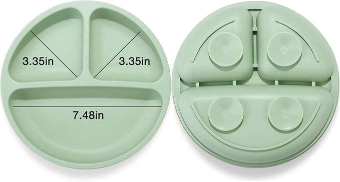 PandaEar Silicone Baby Feeding Set - 6-12 Months | LED Weaning Supplies - Bib + Plate with Suction + Cup + Bowls and Spoon