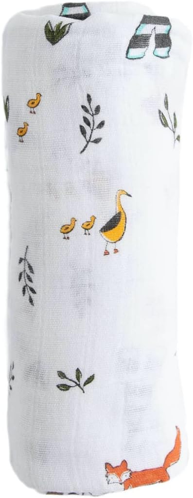 Little Unicorn Premium Cotton Swaddle Baby Blanket | Breathable Fabric | for swaddling, Play, Nursing & More (Forest Friends)