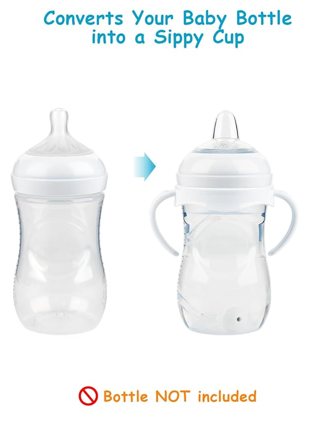 Sippy Cup Soft Conversion Kit for Philips Avent Natural Baby Bottle, Toddler Transition Kit with Silicone Sippy Spout Nipple, Weighted Straw, Bottle Handle, Cleaning Brush, 3-Pack
