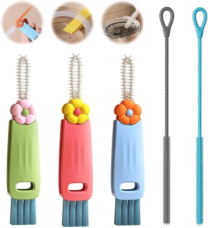 3 in 1 Cup Lid Cleaning Brush, 2026 New Bottle and Straw Brush Cleaning Set, Multifunctional Bottle Brush Cleaner, Crevice Cleaning Brush Tools for Gap Tight Spaces, Home Kitchen Gadgets (3PC A)