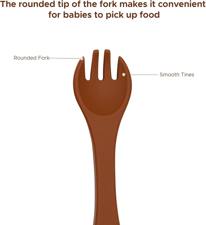BabyX Baby Silicone Feeder Set, 3-pcs Gingerbread-themed Baby Plate with Suction, Spoon and Fork for Babies Toddler Kids, BPA-Free, Baby Utensils Feeding Supplies, Microwave and Dishwasher Safe