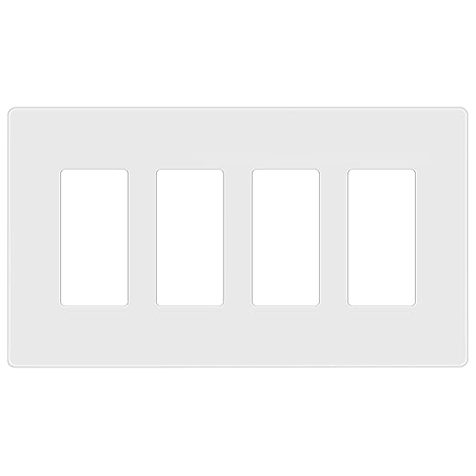 ENERLITES Screwless Decorator Wall Plates Child Safe Outlet Covers, Gloss Finish, Medium Size 4-Gang 4.88" H x 8.58??L, Unbreakable Polycarbonate Thermoplastic, SI8834M-W, White