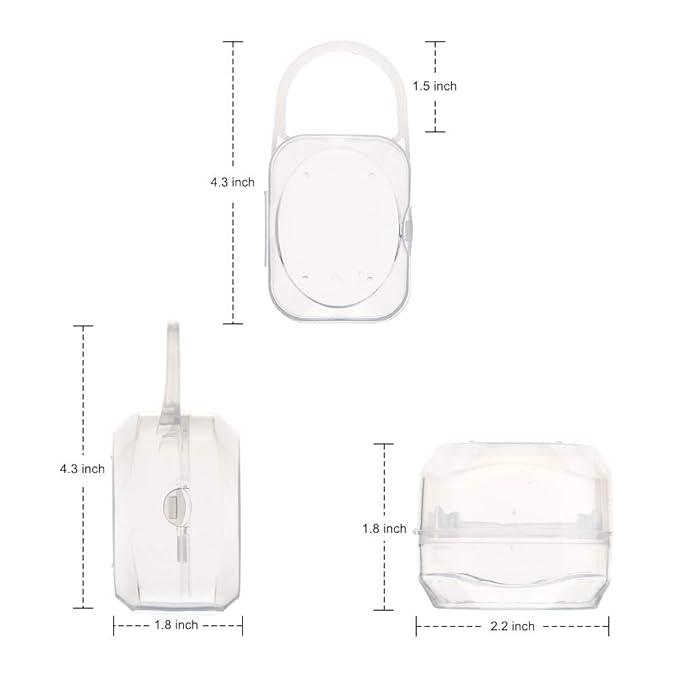 Accmor Pacifier Case, Pacifier Holder Case with Handle, BPA Free Universal Pacifier Container Box for Travel, Transparent, 3 Pack