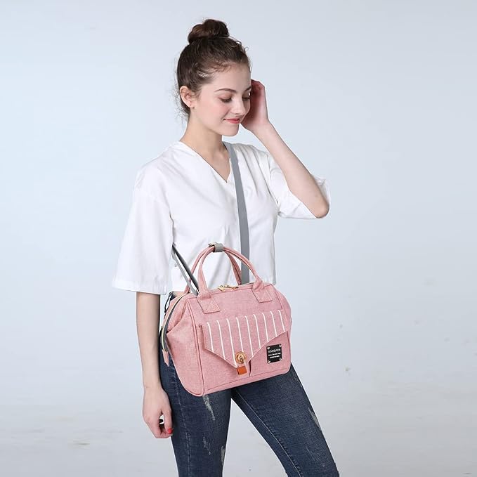 Diaper Bag Backpack- Baby Waterproof Multi-Function Mini Smart Diaper Bag Backpack With Insulation Pocket Baby Messenger for Outdoor & Working Mothers, Small Size (Pink)