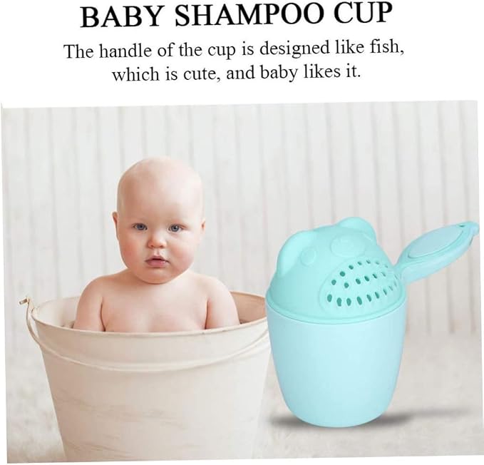 Gcroet Children's Shampoo Cup,Baby Shower Spoons,Shower Washing Head Bath Spoons,Watering Bailer Shampoo Cup Toy Watering Can Baby Shower Spoons,Baby Washing Hair Spoons,Baby Bath Caps Cup,Baby