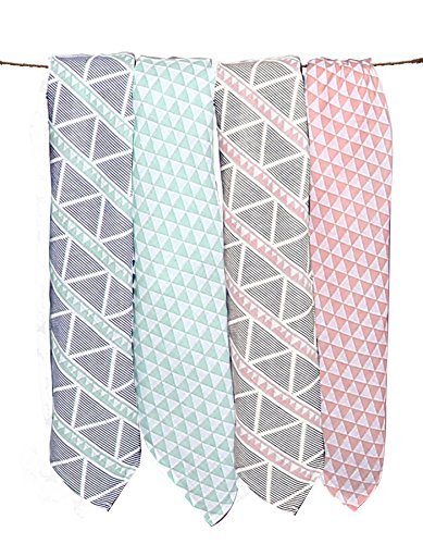 Bacati Emma Aztec Triangles 4 Piece Cotton Muslin Swaddling Blankets, Mint