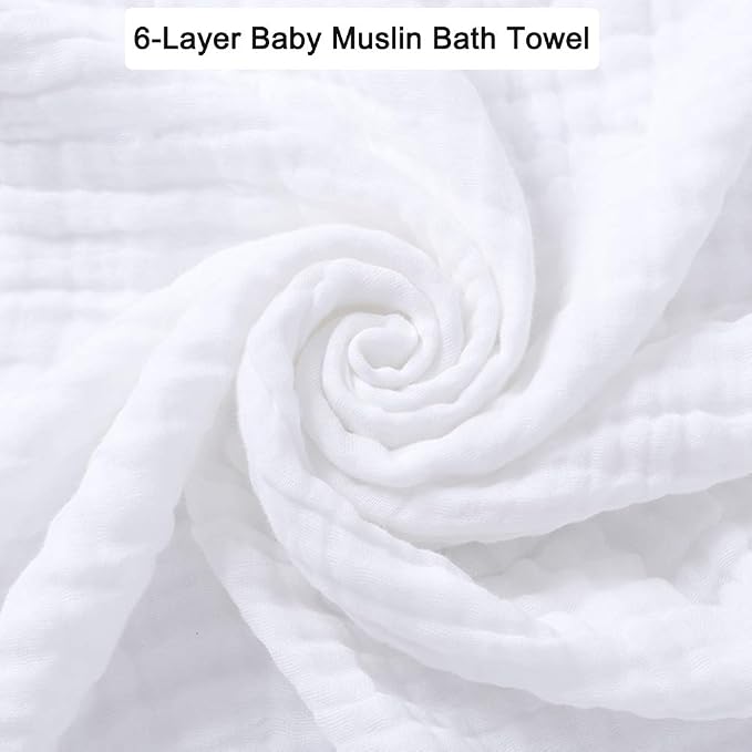 Aablexema Muslin Baby Blanket Set of 2, 6-Layer 43 x 43 Inches Newborn Toddler Bath Towel Swaddle Wrap Blankets for Boys Girls (White&Green)