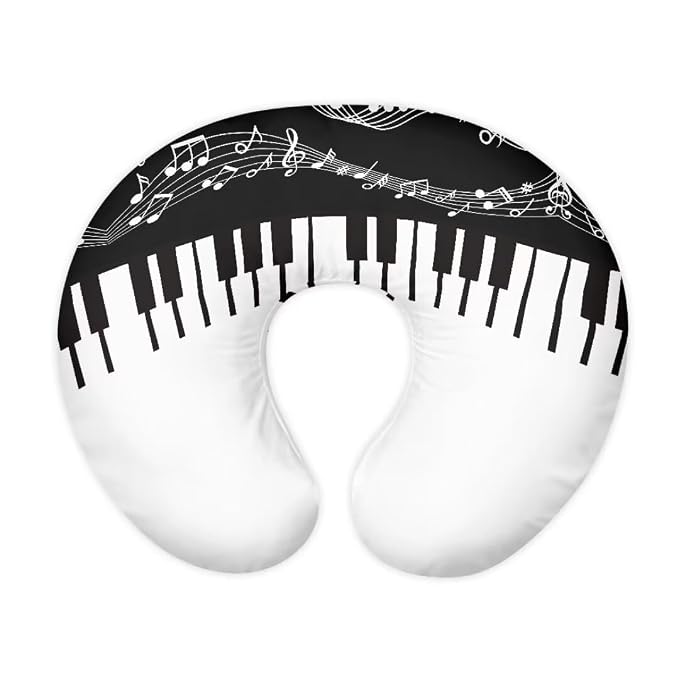 Removable Breathable Breastfeeding Pillow Slipcover for Bottle Feeding Fit Standard Nursing Pillows,Piano Keys Music Symbols