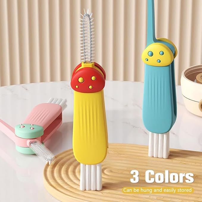 3 in 1 Cup Lid Cleaning Brush, 2024 New Crevice Cleaning Brush Set for Baby Bottle Gap Tight Spaces Cup, 3 in 1 Multifunctional Cleaning Brush Portable Cup Lid Cleaner with Brush(A)