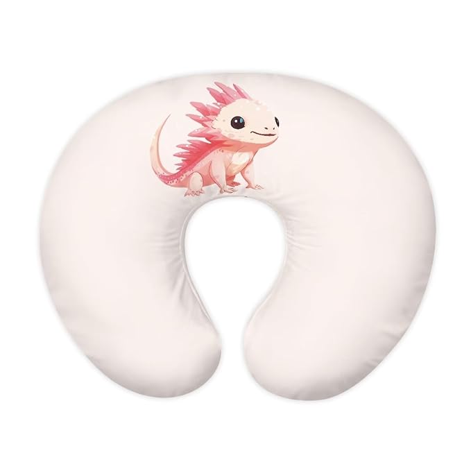 Pink Axolotl Nursing Pillow Cover for Infant Snug, Breastfeeding Pillow Slipcover for Baby Girls/Boys, Soft Snug Fits On Newborn Feeding Pillow Case