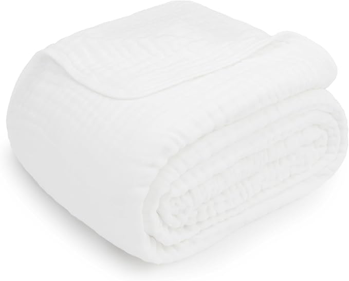 Comfy Cubs Muslin Blanket for Adults Twin 90" x 66" - 6 Layer Soft, Breathable & Lightweight Muslin Adult Blanket - Machine Washable & Designed in The US Bedding for All Seasons - White