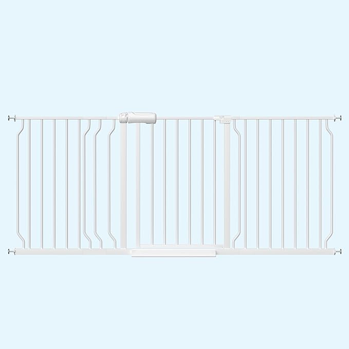 WAOWAO Baby Gate 62.20-71.26" Extra Wide Pressure Mounted Walk Through Swing Auto Close Safety White Metal Toddler Kids Child Dog Pet Puppy for Stairs,Doorways,Kitchen