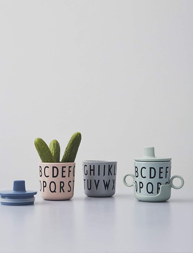 Design Letters Sippy Cup Lids for Melamine Cups Designed in Denmark | Durable Drink Lid for Babies, Toddlers & Kids | BPA & BPS Free, Food Safe Toddler Sippy Cup Lids | Dishwasher Safe Tight Fit Lids
