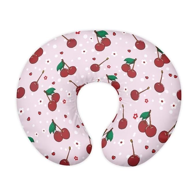 Stretchy Neutral Breastfeeding Pillow Cover Fit Standard Nursing Pillows,Ultra Soft and Cozy Cherry Nursing Pillow Slipcovers