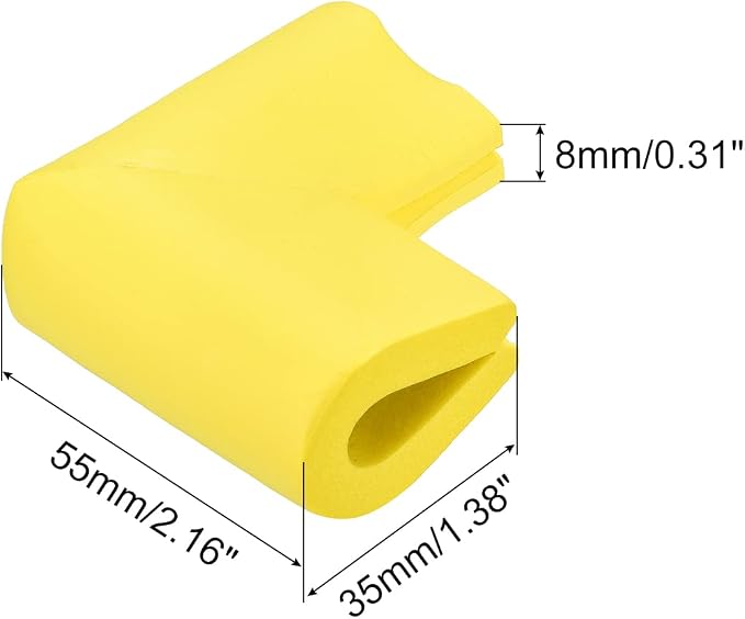 uxcell Corner Guards Edge Protectors, 4Pack U Foam Safety Bumper W Self-Adhesive Tape Furniture Corner Table Edge Guard, 2.16"x1.38"x0.315", Yellow