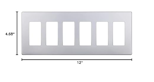 ENERLITES Elite Series Screwless Decorator Wall Plate Child Safe Outlet Cover, Gloss Finish, Size 6-Gang 4.68" H x 12.00" L, Unbreakable Polycarbonate Thermoplastic, SI8836-SV, Silver