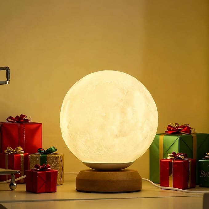 Moon Lamp , 3-Color Temperature Lamp,Bedroom Bedside Night Lights, Dimmable Led Lighting, Table Lamps for Living Room OfficeCreative Home Decor,Valentines Gift for Her Him Kids Women Men Birthday