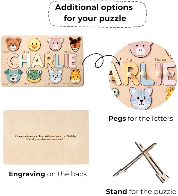 Montessori Animal Busy Board, Wooden Sensory Activity Board for Toddlers, Fine Motor Skills Learning Toy, Travel Busy Toy for 1 2 3 Year Old Boys and Girls, Educational Gift