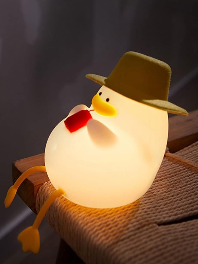 Cute Duck USB Rechargeable Night Light, Silicone Kids Lamp with 30 Minute Timer & Tap Control, for Nursery & Kids' Room Decor