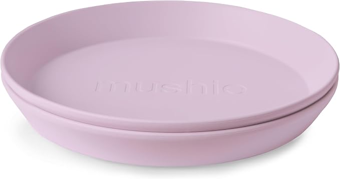 mushie Round Dinnerware Plates for Kids | Made in Denmark, Set of 2 (Soft Lilac)
