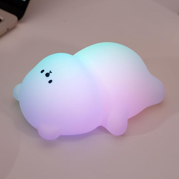 Cute Lying Bear Night Light, Magic Dimmable Nursery Kawaii Lamps for Room Decor, Super Squishy Silicone Night Lamp. Great Ambience Light for Camping Party Room Decor(Lying Bear)
