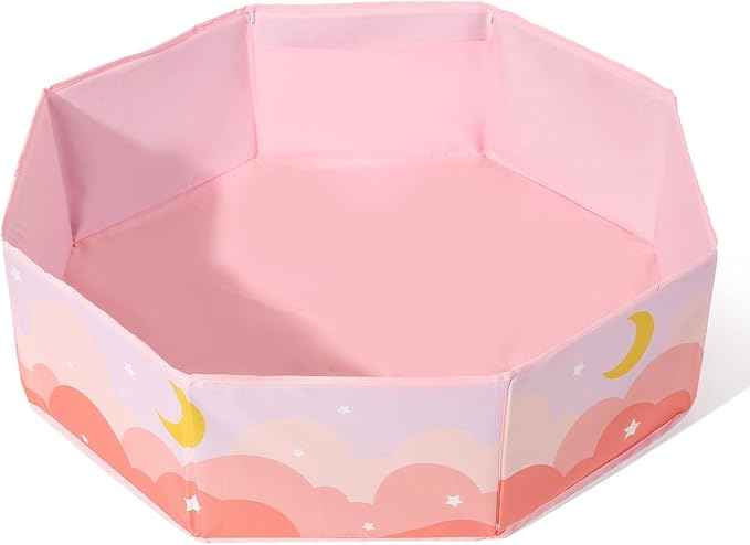 GOGOSO Foldable Ball Pit for Toddlers Large Soft Indoor Outdoor Pop Up Baby Kids Infant Ballpit Big Collapsible Puppy Dog Cat Pits with Basketball Hoop (Balls Not Included), Cloud