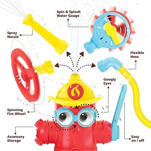 Yookidoo Baby Bath Toddler Toys (Ages 3+) - Ready Freddy Spray ?˜N??Sprinkle Fire Hydrant Bathtime Toy - Includes Hose, Spray Nozzle, Wheel, & Water Gauge - Attach to Any Bath Tub or Shower - Mold Free