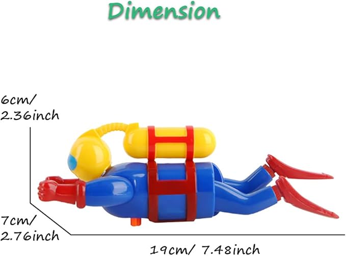Miracland Wind-Up Scuba Diver Bath Toy ??Clockwork Swimming & Diving Action, Battery-Free Bathtub/ Pool Frogman Figure, BPA-Free STEM Gift (Diver)