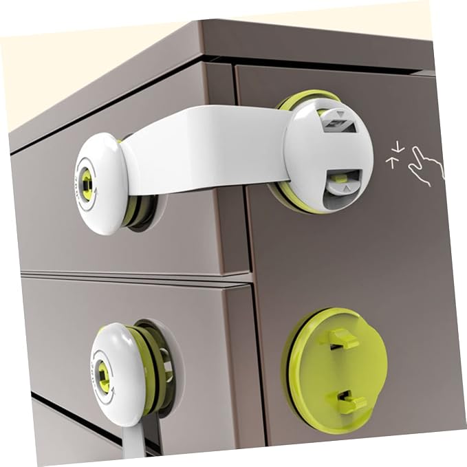Hemoton 2pcs Boy Girl for Cabinets Refrigerators Drawers Double Button Design Strong Self-adhesive Easy Installation for Proofing Green