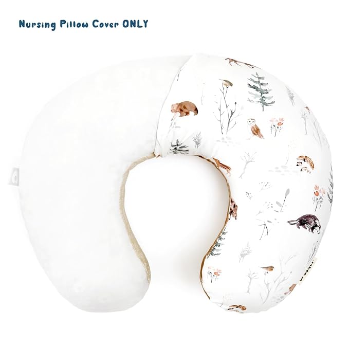 GRSSDER Nursing Pillow Cover Stretchy Minky Removable Nursing Covers for Breastfeeding Pillows, Ultra Soft Comfortable Slipcover for Boy and Girls, Jungle Animals