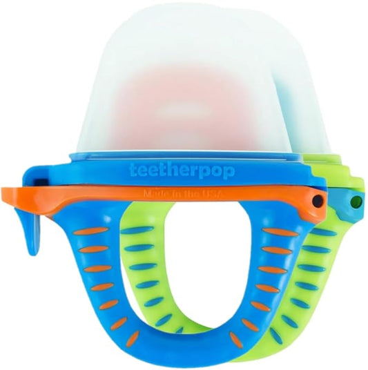 Teetherpop Fillable Freezable Teethers for Babies - Breastmilk Teether with Spill-Proof Sippy Slits ??Teething Popsicle for Baby, Liquids & Purées, Cooling Teething Relief Feeder Pacifier - Sunset