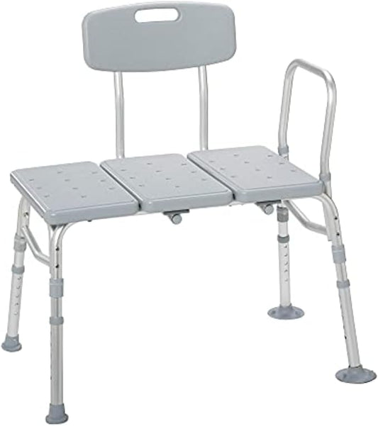 Drive Medical Tub Transfer Bench for Bathtub - Safer, Independent Bathing Aid - Height Adjustable Bench - Sturdy Aluminum Construction - Comfortable Backrest Support - 350 Lb Capacity