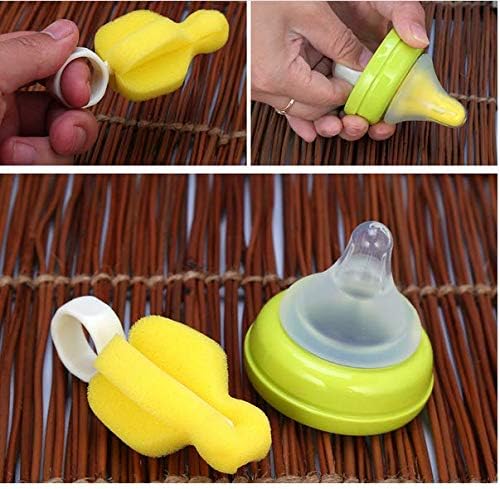 Cindy&Will 10Pcs BPA Free Nipple/Baby Milk Bottle Pacifier Sponge Cleaning Brushes Cleaner Set for All Wide and Standard Nipples, Assorted Color
